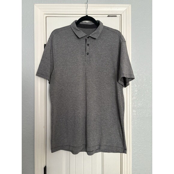 Lululemon Polo Shirt Mens 22" PTP No Size Gray Short Sleeve Stretchy Athletic - Picture 1 of 4